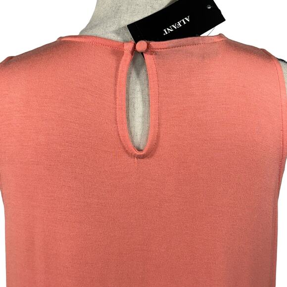 Alfani Medium Tiered Midi Dress Sleeveless Round Neck Keyhole Coral New - Picture 5 of 9